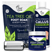 FootCure Tea Tree Foot Soak & Callus Remover Gel - Antifungal Foot Cream for Cracked Heel, Callus Remover Gel with Exfoliator