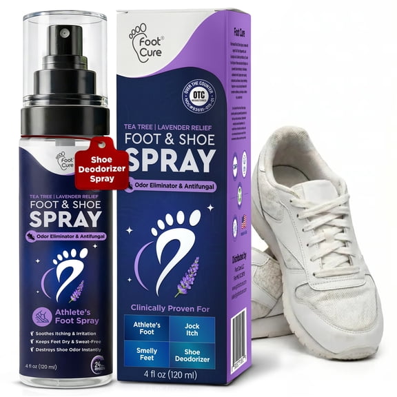 FootCure Foot Odor Spray - Lavender Shoe Deodorizer Spray for Smelly Feet's, Athletes Foot Spray Odor Eliminator, No Smelly Shoes 120ml