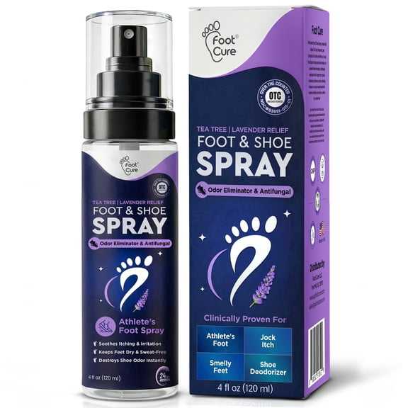 FootCure Foot Odor Spray - Lavender Shoe Deodorizer Spray for Smelly Feet's, Athletes Foot Spray Odor Eliminator, No Smelly Shoes 120ml