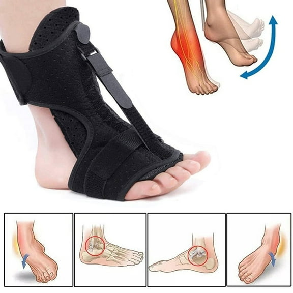 Foot Drop Orthosis Corrector Brace, Ankle Support Night Splint for Plantar Fasciitis & Achilles Tendonitis (Black)