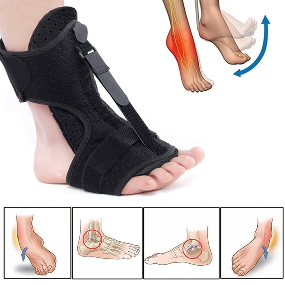 Foot Drop Orthosis Corrector Brace Ankle Support Plantar Fasciitis Ankle Strap Black Night Splint For Plantar Fasciitis, Heel, Ankle, Arch Foot Pain, Achilles Tendonitis(Black)