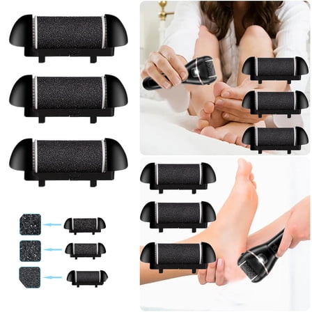 Foot Extra Coarse Rollers Replacement Heads for Feet Remover Pedicure Set with Coarse and Gentle Options in Three Pack