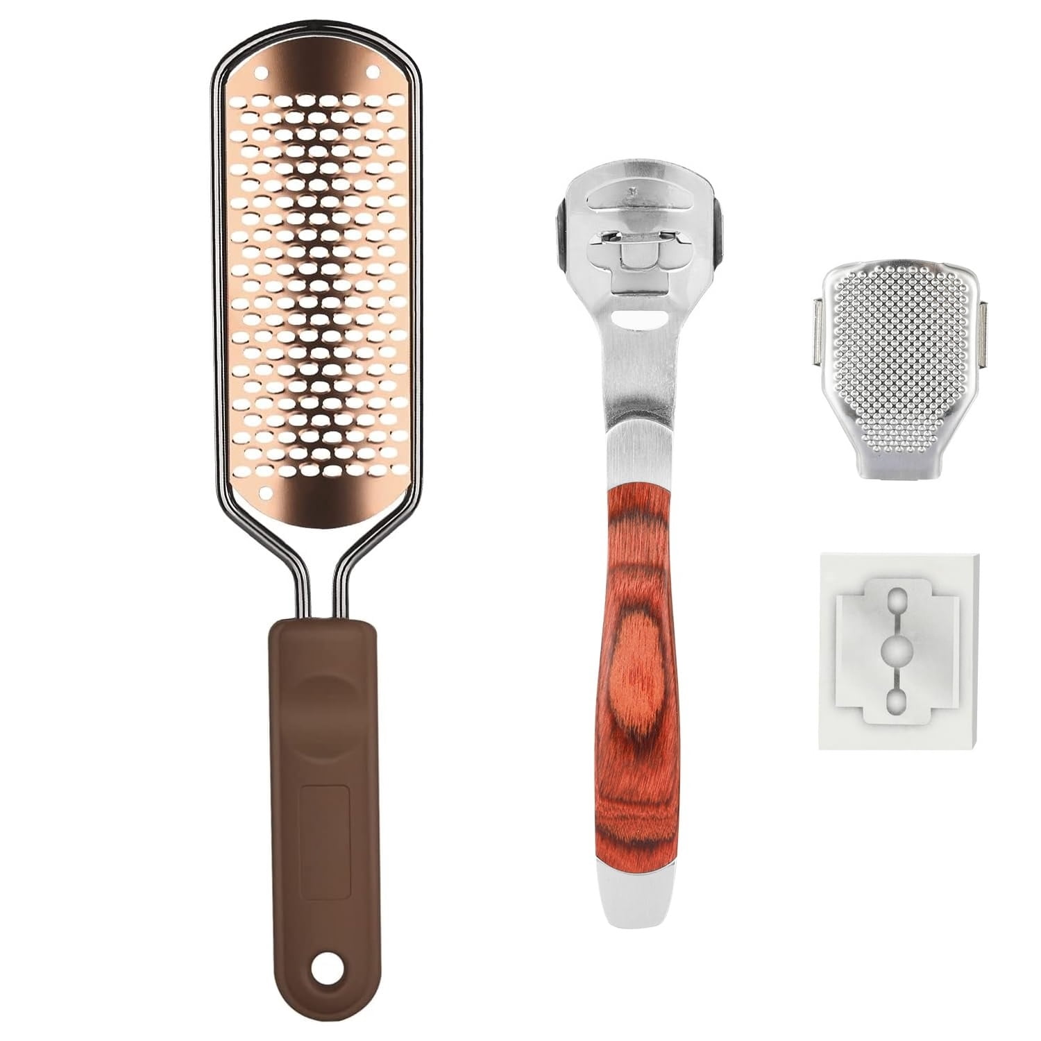 Foot File Foot Scrubber Pedicure - Callus Remover for Feet Professional Grater Rasp Foot Scraper Corns Callous Removers Cracked Dead Skin Remover for Dry and Wet Feet (Golden)