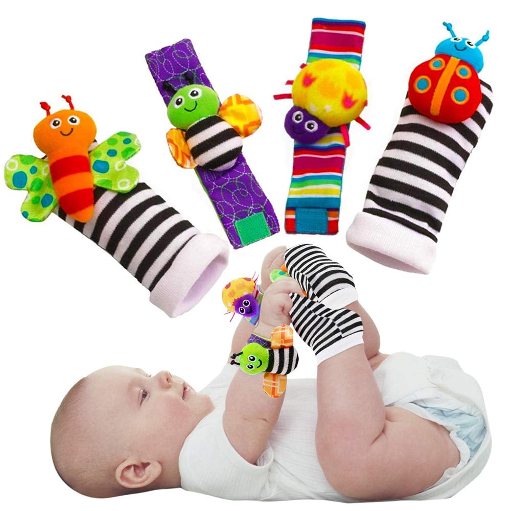 Foot Finder Socks & Wrist Rattles Set C Newborn Toys for 012 Months
