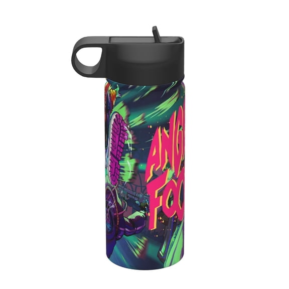 Foot Go Kids Insulated Water Bottle With Straw - 18 Oz Stainless Steel Double Wall Vacuum Cup, Leakproof, Bpa Free, Suitable For Boys And Girls