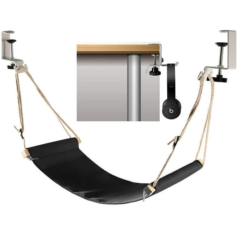 Foot Hammock Adjustable Practical Foot Hammock Desk Footrest with Headphone  Hook for Relaxation In The Office 