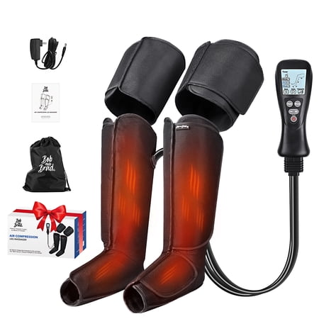 Foot & Leg Massager with Heat for Circulation Calf, Thigh Relaxation - Bob and Brad Air Compression Massage Boot for Vericose Veins, Muscle Fatigue, Cramps, Swelling and Edema, Gifts for Mom, Dad