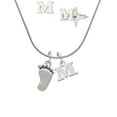 thumbnail image 1 of Foot - M Initial Charm Necklace and Stud Earrings Jewelry Set, 1 of 1