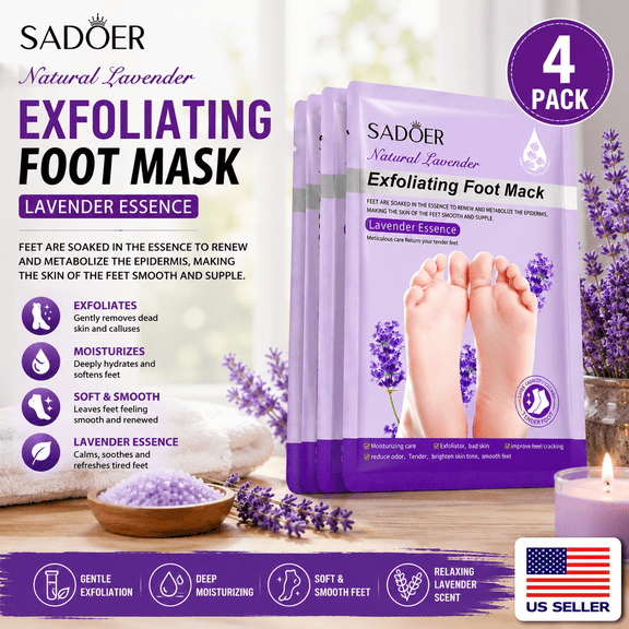 Foot Mask Exfoliating Foot Peel Mask Feet Peel Mask Removes Skin Calluses Soft Feet 4Pcs