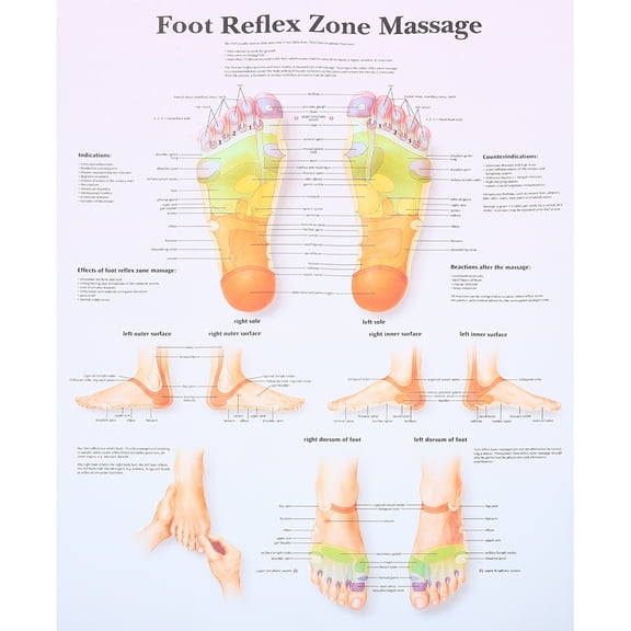Raindrops Foot Reflexology Chart Poster Massage Guide Wall Art Home Office Decor