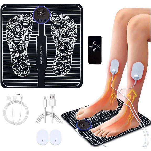 Foot Massage Mat Foot Stimulator Pad , and Supports Muscle Relaxation with Remote Control, Black