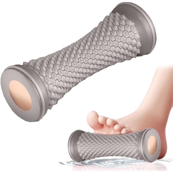 Foot Massage Roller, Manual Foot Massager Deep Tissue Muscle Massage Tool, Acupressure Trigger Point Therapy Reflexology Tool for Plantar Fasciitis Relief, Neuropathy, Arch Pain, Heel Spurs (Gray)