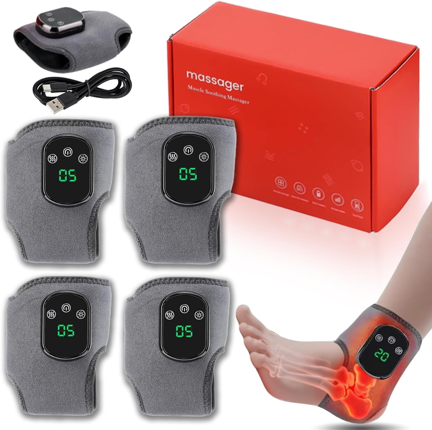 Foot Massager,  Foot Renew Triple Method Massager for Neuropathy, 3-Speed Vibration & 5-Temperature Settings, for All Ages Ankle Massage