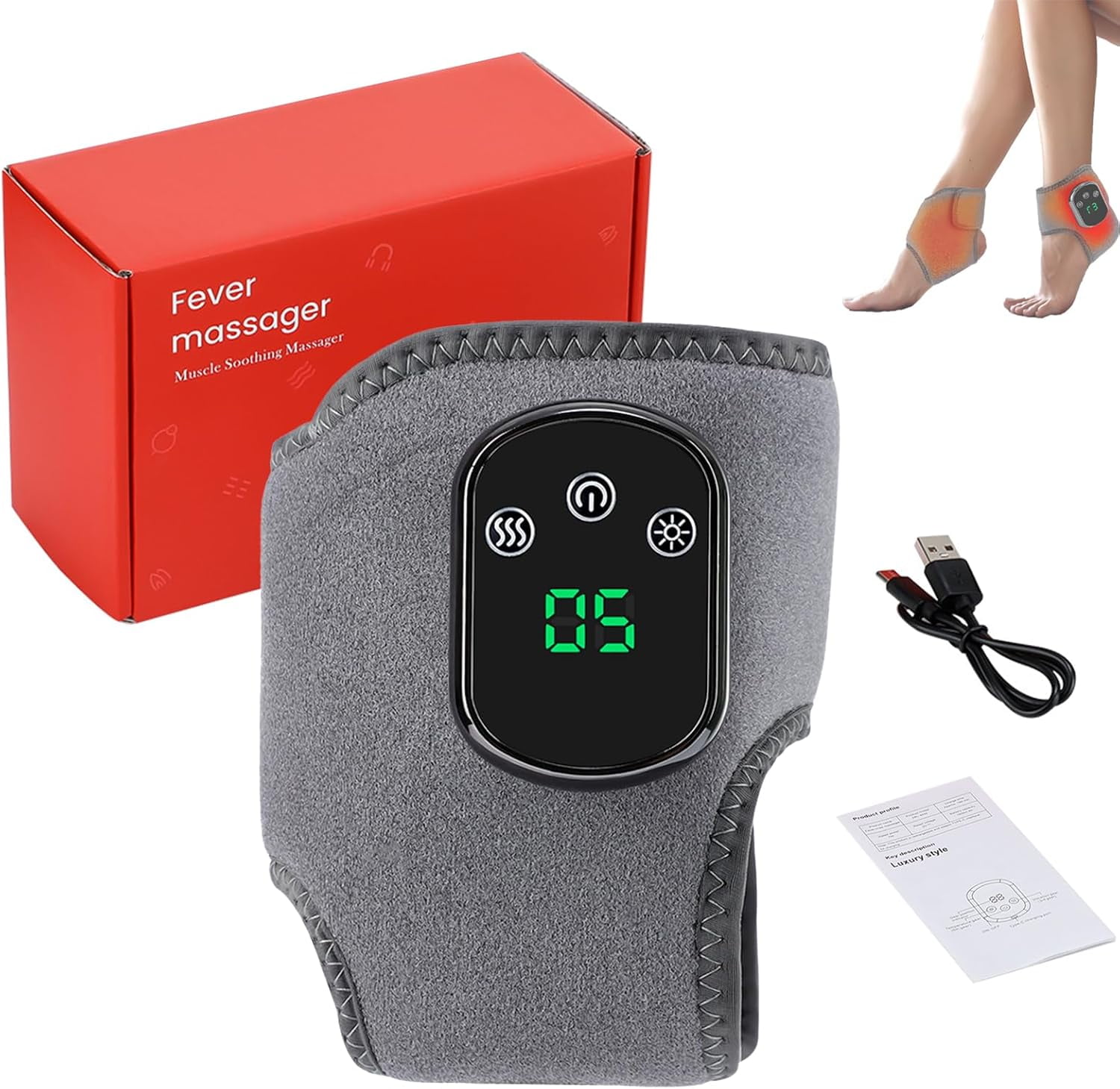 Foot Massager, 3-in-1 Foot Revive Massager, Cordless Heated Ankle Wrap with 3 Vibration Mode