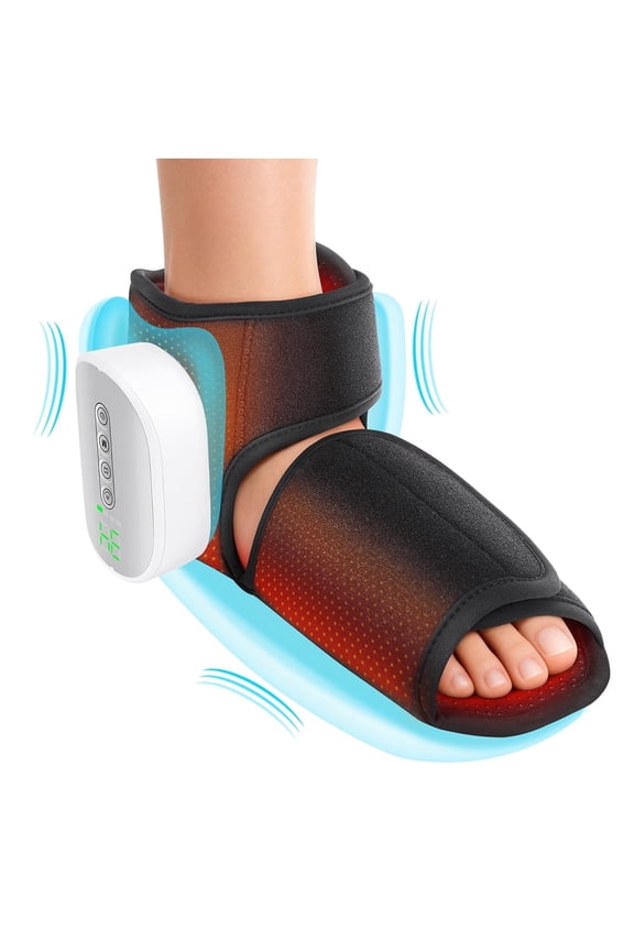 Foot Massager with Heat, Air Compression Therapy Device, Cordless Ankle Heating Wrap for Reduce Fatigue, 3 Modes & 4 Heat Levels, Compression Boot for Circulation