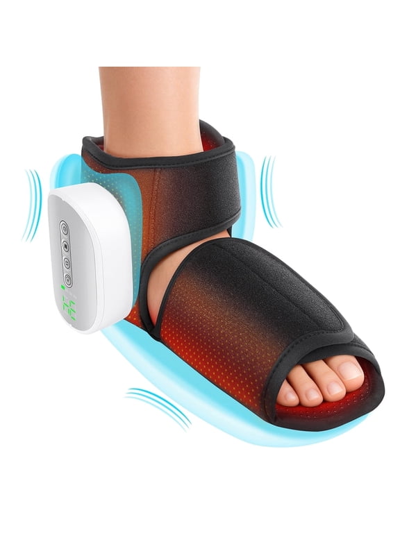 Foot Massager with Heat, Air Compression Therapy Device, Cordless Ankle Heating Wrap for Reduce Fatigue, 3 Modes & 4 Heat Levels, Compression Boot for Circulation