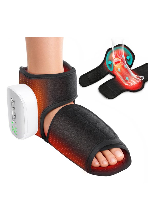 Foot Massager with Heat and Compression, 4 Heat Levels & 4 Intensity Cordless Air Compression Foot and Ankle Massager Boots, Fits Most Feet for Home Travel, 3000mAh