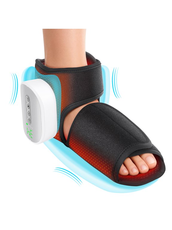 Foot Massager with Heat and Compression, 4 Heat Levels & 4 Intensity Cordless Air Compression Foot and Ankle Massager Boots, Fits Most Feet for Home Travel, 3000mAh