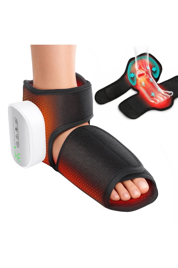 Foot Massager with Heat and Compression, 4 Heat Levels & 4 Intensity Cordless Air Compression Foot and Ankle Massager Boots, Fits Most Feet for Home Travel, 3000mAh