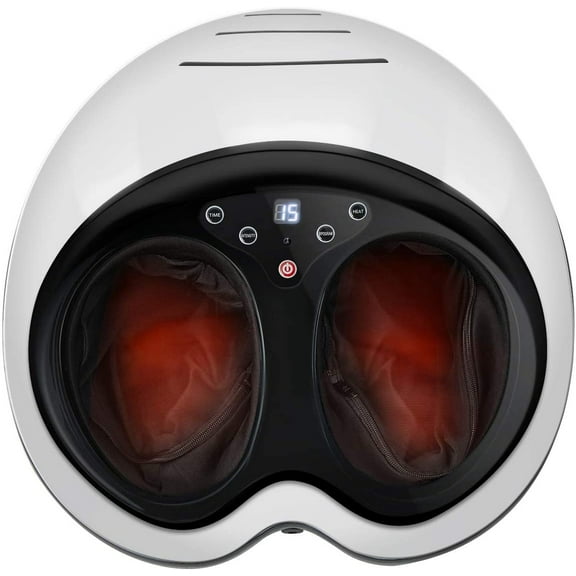 Foot Massager Machine For Foot Circulation Adjustable Intensities with Heat, Deep Kneading, Rolling and Air Compression 15032WH