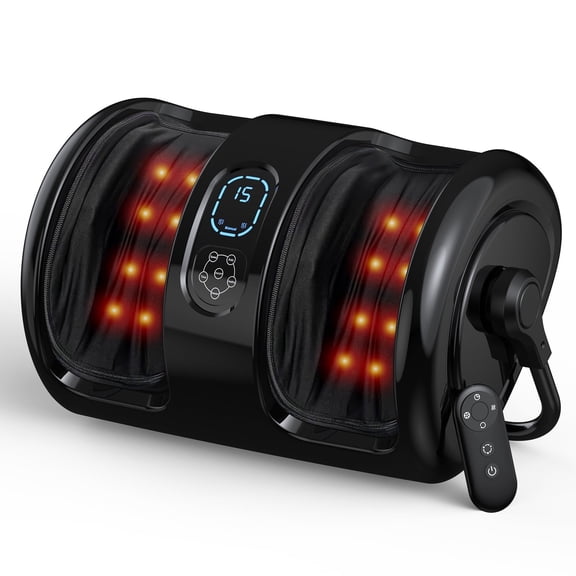 Anqdy Foot Rolling Massager Machine w/ Heated & Remote Control for Home & Office, Black