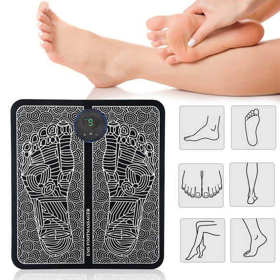 Foot Massager Mat Portable Foot Massage pad Foot Circulation Massager for Home and Office Folding Massage Pad USB Rechargeable 6 Modes 9 Intensity Levels