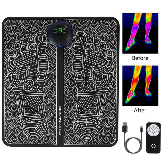 Foot Massager Mat TeqHome Foot Massager Pad for Pain Plantar Relief Muscle Relaxation Foldable Legs Feet Massager Pad with 8 Modes 19 Intensity Levels Remote Control