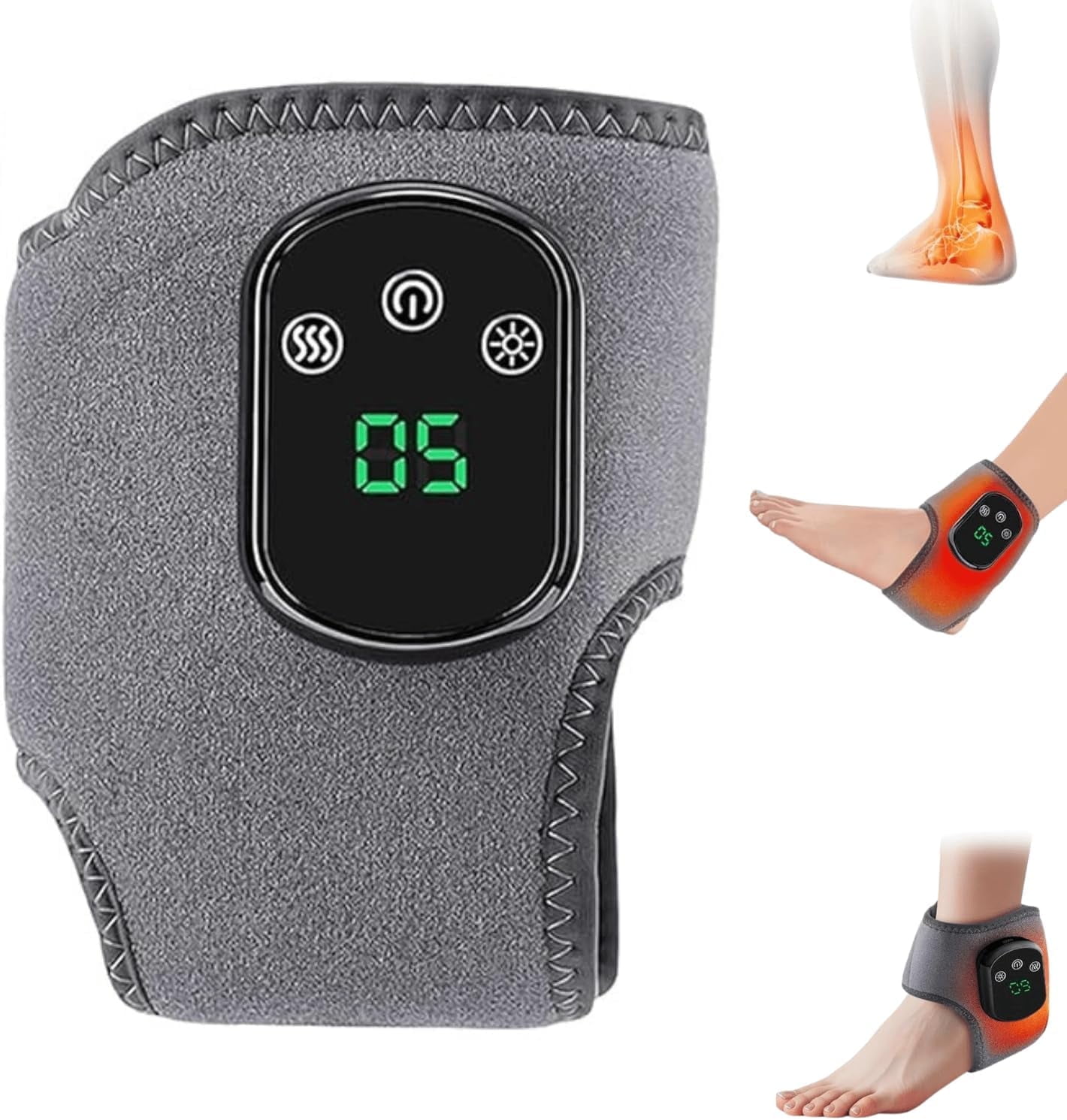 Foot Massager for Neuropathy Pain Relief, 3 Speed Vibration and 5 Heat Settings, Portable Rechargeable Ankle Massager with Touch Screen, Improves Circulation