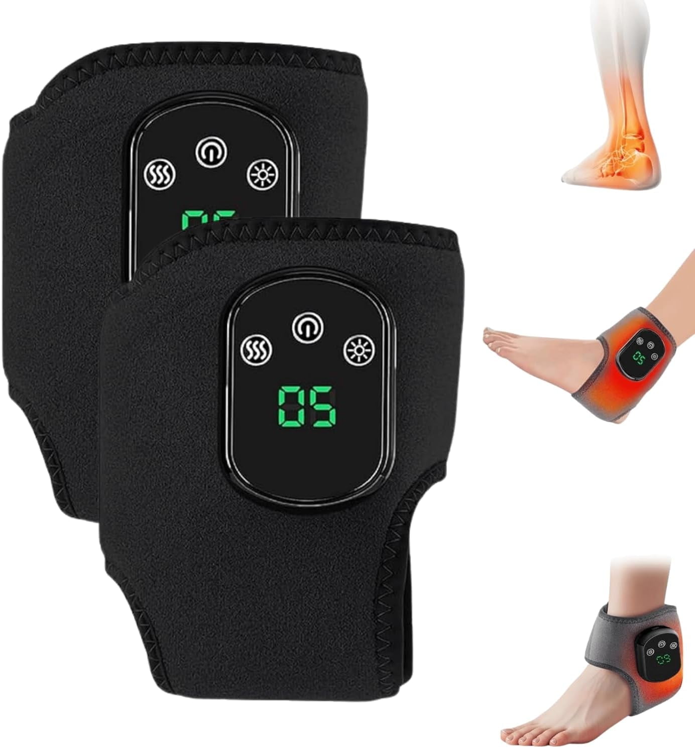 Foot Massager for Neuropathy Pain Relief, 3 Speed Vibration and 5 Heat Settings, Portable Rechargeable Ankle Massager with Touch Screen, Improves Circulation