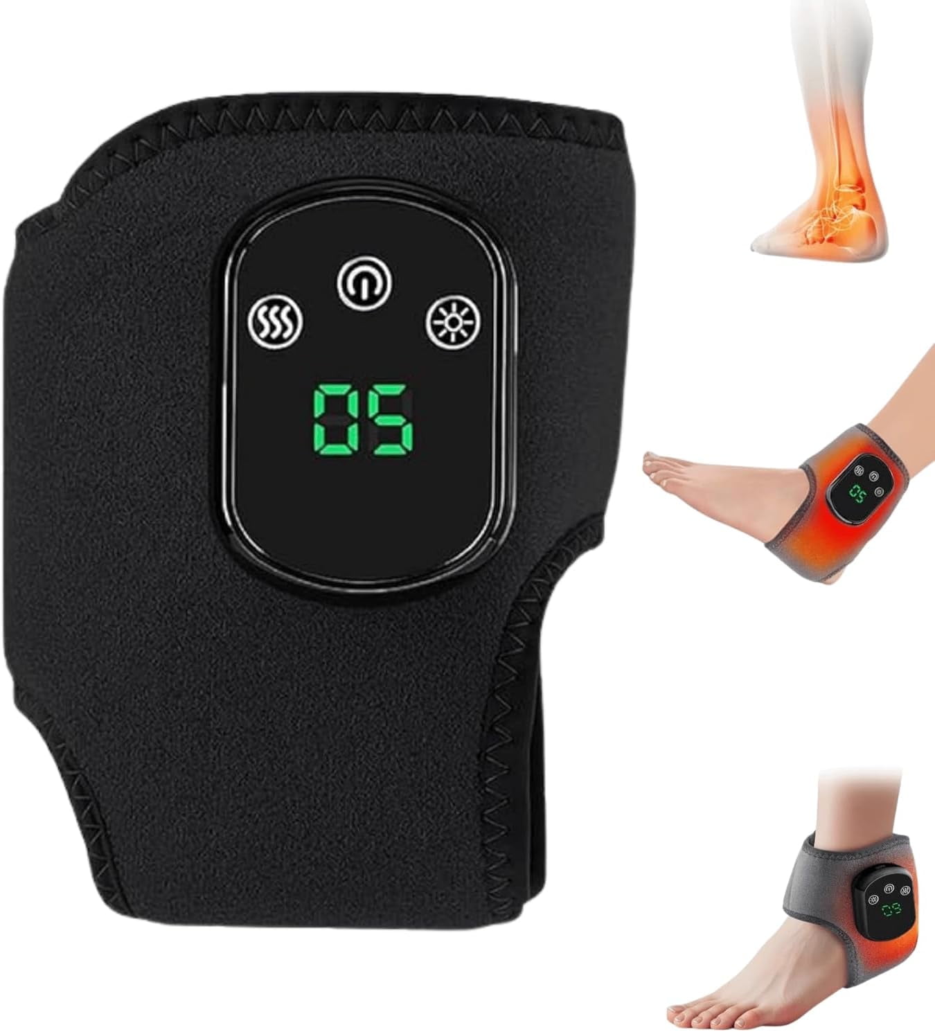 Foot Massager for Neuropathy Pain Relief, 3 Speed Vibration and 5 Heat Settings, Portable Rechargeable Ankle Massager with Touch Screen, Improves Circulation