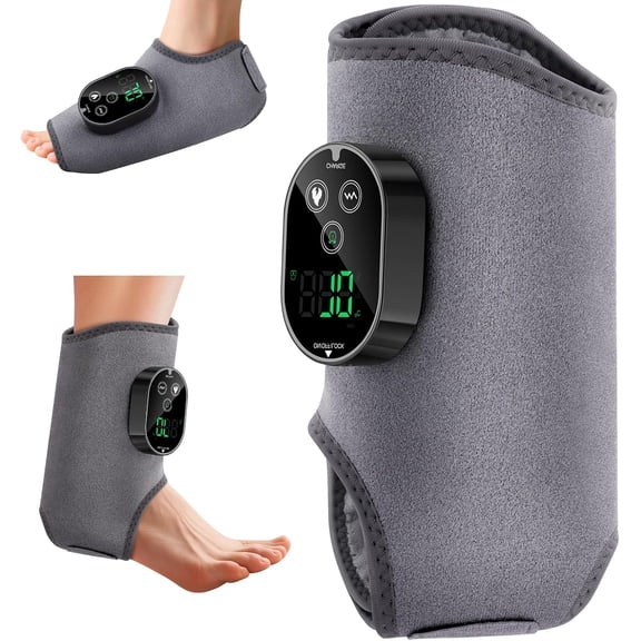 Foot Massager for Neuropathy and Plantar Fasciitis Relief Cordless Heated Vibrating Wrap-Around Ankle and Feet Massager 3 Modes 6 Heat Levels Adjustable Timer Portable for Home or Travel Gray