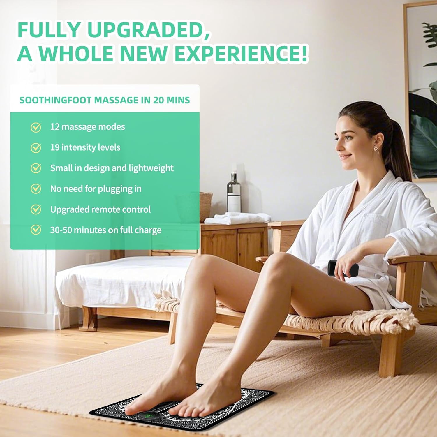 Foot Massager, Transcutaneous Electrical Nerve Stimulator, Portable Feet Massager Pad for Pain Foot Relief Improve and Facilitate Muscle Performance in The Shoulder, Massager and Legs(Remote)
