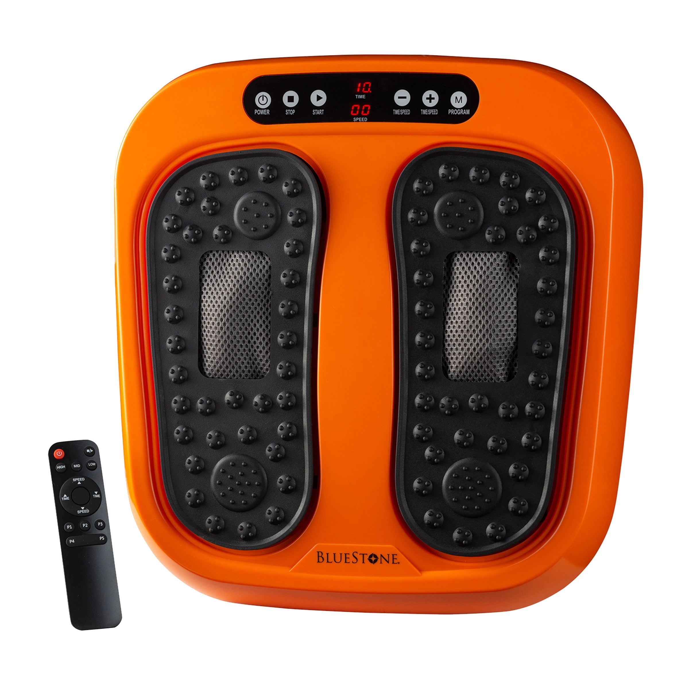 Foot Massager ? Vibrating Platform with Rotating Acupressure for Feet and  Legs with Remote Control Included by Bluestone (Orange)