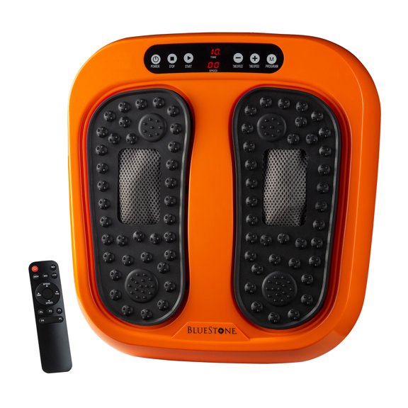 Foot Massager ? Vibrating Platform with Rotating Acupressure for Feet and Legs with Remote Control Included by Bluestone (Orange)