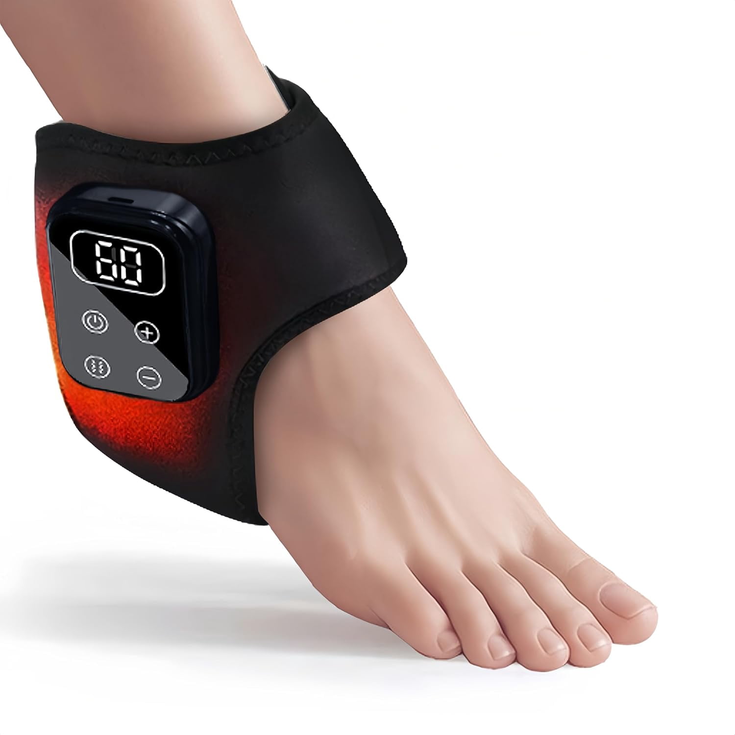 Foot Massager with Heat and Vibration for Ankle Nerve Pain Relief, Adjustable Electric Wrap for Circulation
