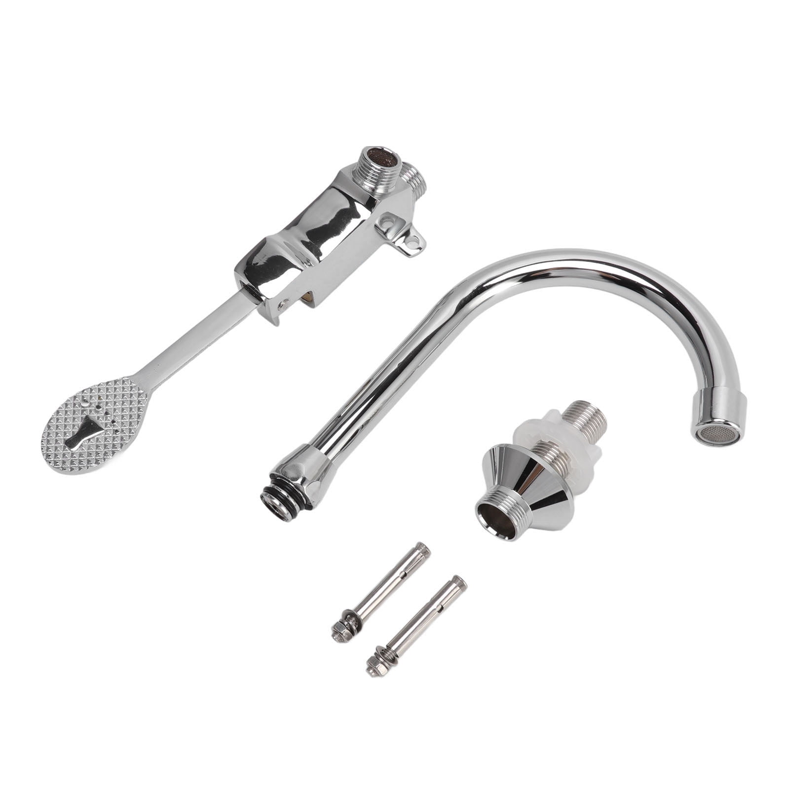 Foot Pedal Faucet Set Stainless Steel Hands Free Silver Touchless Floor