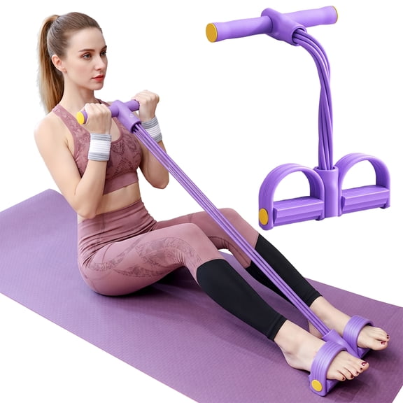 Foot Pedal Resistance Band, 6-Tube Portable Pilates Exercise Equipment for Sit-Ups, Core Training, Abdominal & Full Body Workout