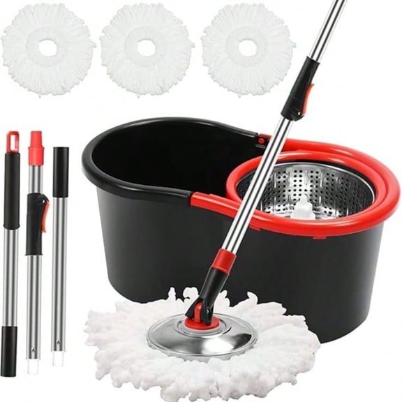Foot Pedal Spin Mop Bucket Set, Hands-Free Wringing with 3 Microfiber Pads
