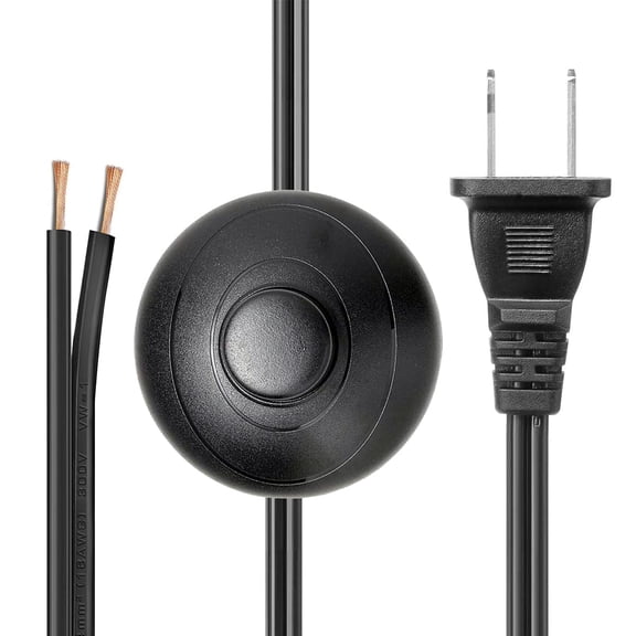 Foot Pedal Switch, [UL Listed ] Power Cord Plug w/Floor Foot Pedal Push Switch Inline Lamp Light On-Off Control, 3A 125VAC 6Ft 18AWG