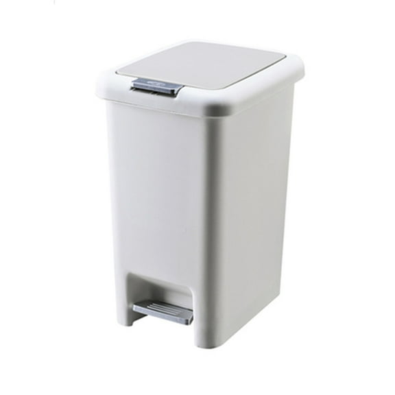 Foot Pedal Trash Can, Slim Plastic Garbage Bin, Lid Lock Waste Container, 6.5L Capacity White Design, Kitchen Bathroom Bedroom Organization, Hygienic Touch Free Disposal