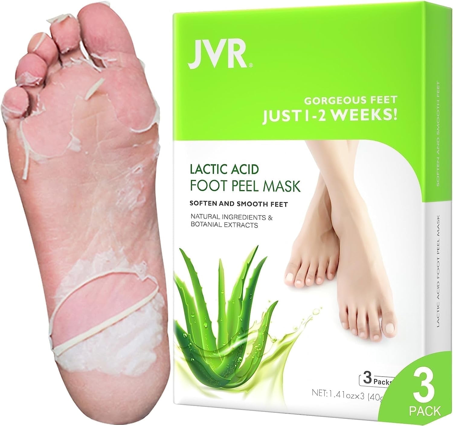 JVR Foot Peel Mask, Pairs, Exfoliating Callus Remover, Hydrates