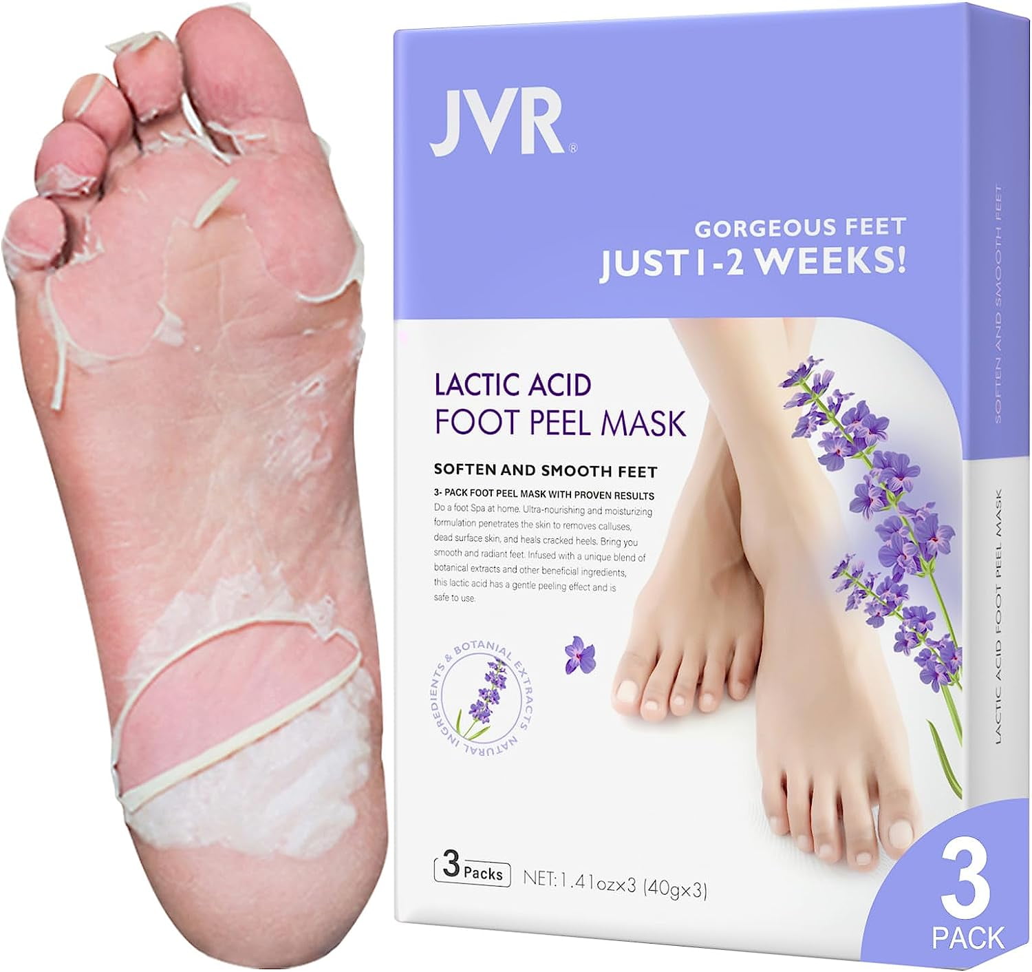 SKINATURE CARE Foot Peel Mask 3 Pack of Exfoliating Foot Mask for Cracked  Heels and Dead Skin Calluses Remover - Moisturize and Repair Rough Heels  Lavender 3 Pairs