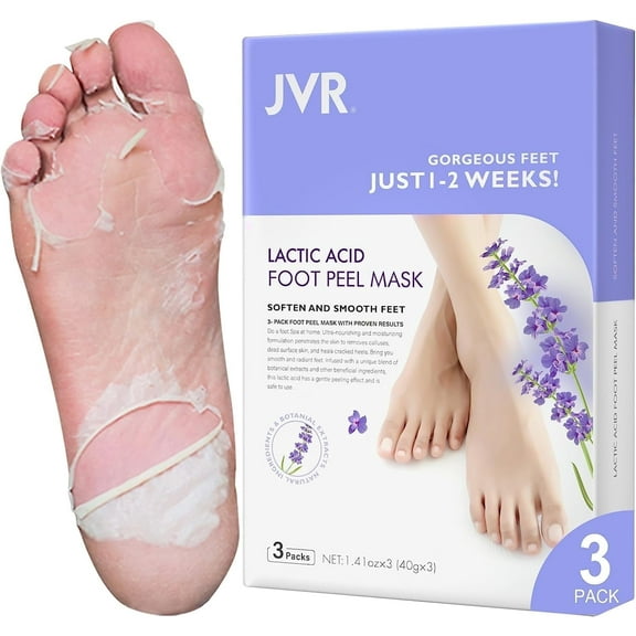 Foot Peel Mask - 3 Pairs - Exfoliating Peeling Callus Remover, Repairs Cracked Heels & Dead, Dry Skin, for Smoother and Softer Feet (Lavender)