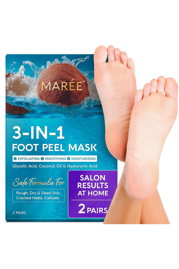 Foot Peeling Mask 3-in-1 Foot Mask for Dry Cracked Feet, Callus Remover Dead Skin Exfoliating Foot Peel Mask with Glycolic Acid Moisturizing Socks for Men Spa Self Care Gifts for Women