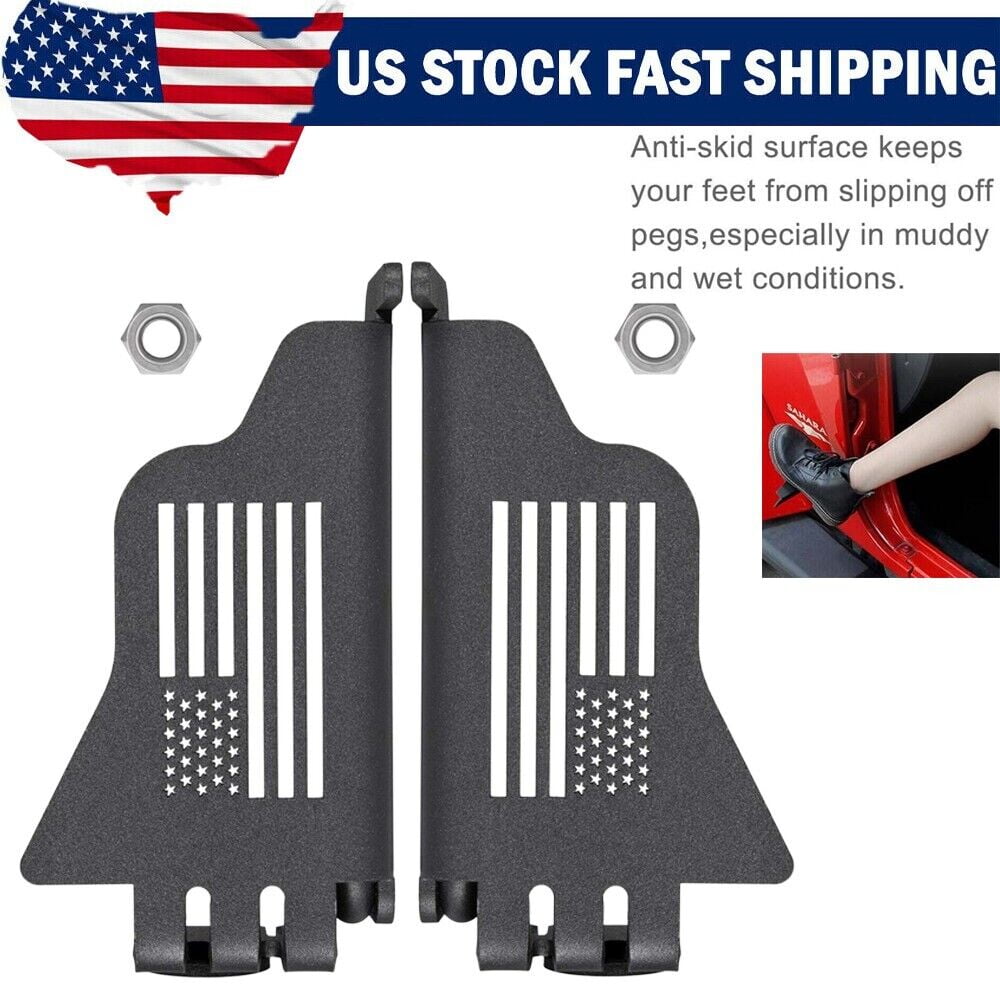 JONGCOVER Front Foot Pegs For Jeep Wrangler JK JL 2007-2022 - U.S Flag Design, No Drill Installation