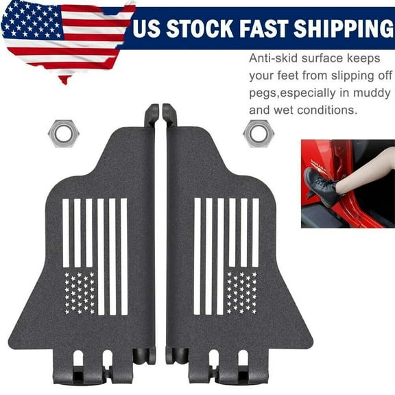 Foot Pegs Front Door Rest Pedals US Flag Style for Jeep Wrangler JK JL 2007-2022