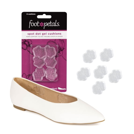 Foot Petals Gel Spot Dot Cushion Inserts, Targeted Friction and Blister Relief Shoe Pads, 3 Pairs - Charcoal