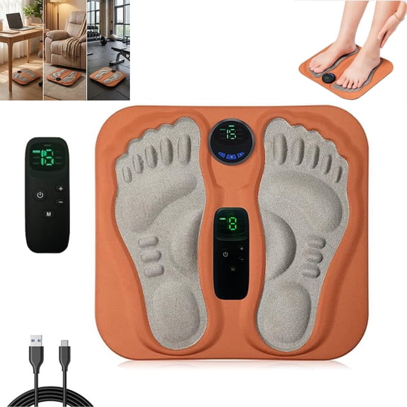 Foot Plate - Foot Massager Relaxes Muscles, 8 Massage Modes, 19 Intensity Levels, for All-Night Comfort, Remote Control, USB Rechargeable, for Women Men