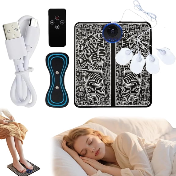 Foot Plate - Foot Massager Relaxes Muscles, Electric Foots Massager, 8 Modes & 19 Levels of Massage Intensity, Smart Auto Power-Off & Safety Features, Remote Control, USB Rechargeable