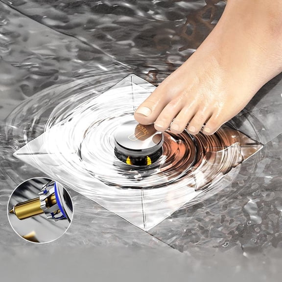 Foot-Press Spring Floor Drain Insert, Bounce Core Anti-Odor Sink Sealer Waterproof Hair Catcher for Bathroom Shower Drain Replacement